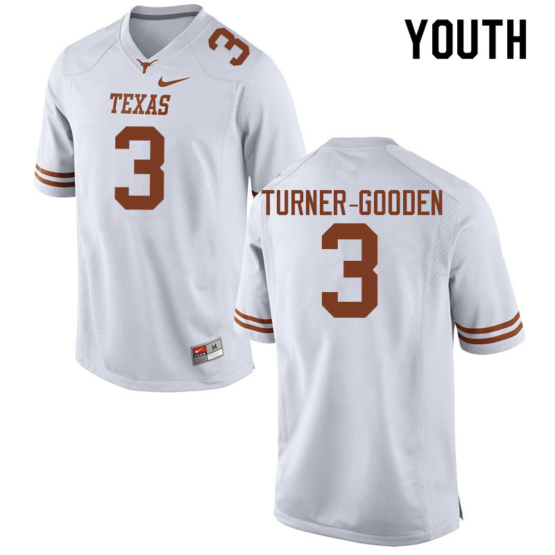 Youth #3 Larry Turner-Gooden Texas Longhorns College Football Jerseys Sale-White